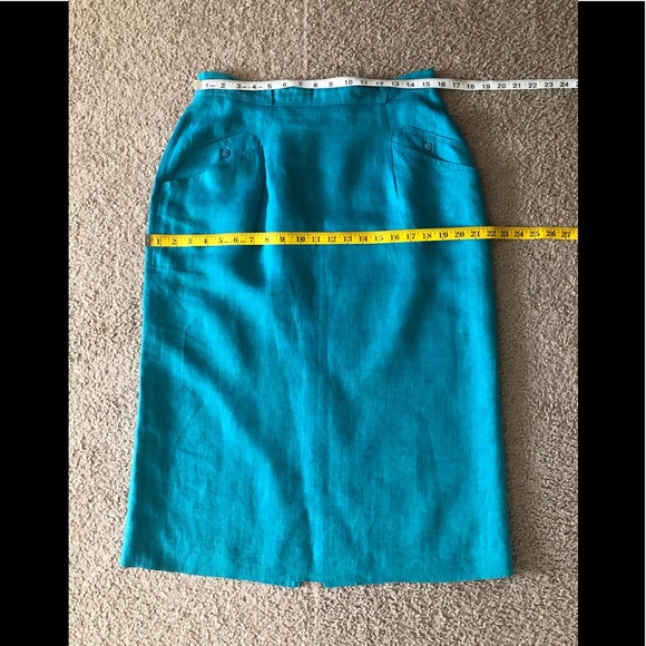 Escada Linen Exclusive Skirt Sz M(Euro 40)Midi Elegance Pockets Gorgeous Vintage - Picture 6 of 13
